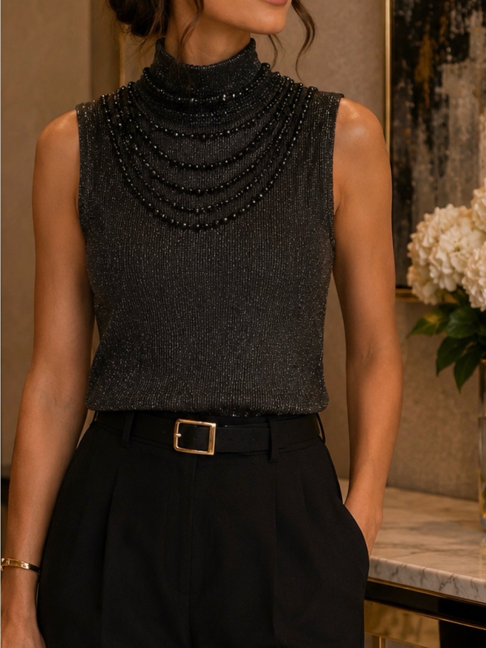 ✨ Elegant Evie Metallic Shimmer Sleeveless Top ✨